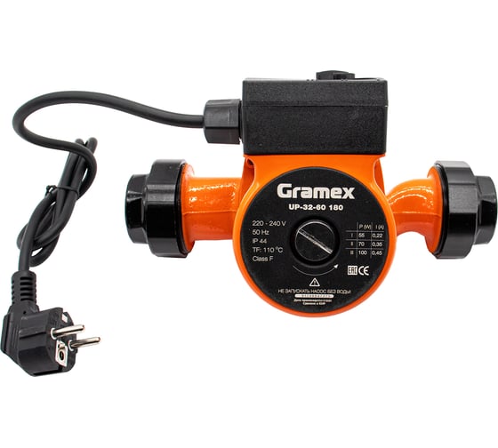 Насос циркуляционный Gramex UP-32-60, 180мм, напор 6м, 100Вт, подключение 1 1/4" с проводом (1/8) 016831 1