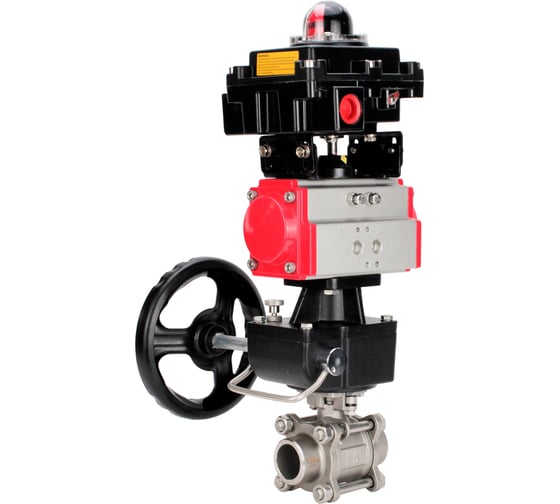 Кран шаровой DN.ru 316-316-PTFE-FP-W-ISO-H WDVF Ду40 Ру40, пневмопривод DA-065, БКВ LSB-410 (EX), ручной дублёр HDM-1 D160-73207 1