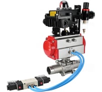 Кран шаровой DN.ru 316-316-PTFE-W-ISO-H Ду50 Ру40 пневмопривод DA-083, пневмораспределитель (2EM) 220VAC, БКВ LSB-410, БПВ D160-55490