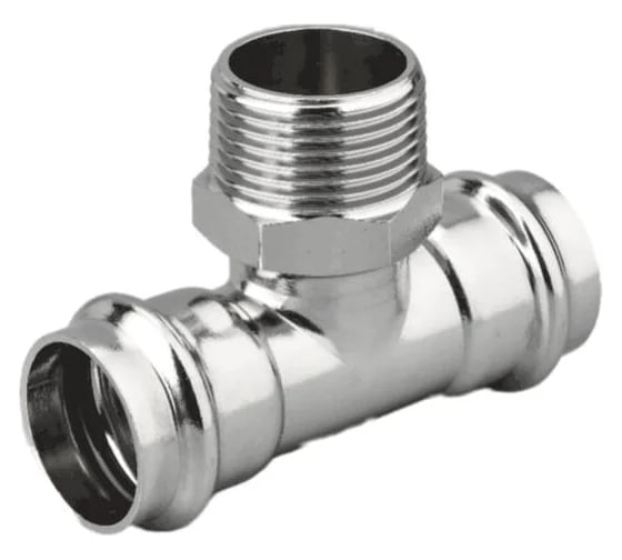 Тройник пресс Victoria из нержавеющей стали, ф35-1нар-35 арт. 58-138 1