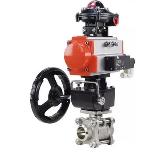 Кран шаровой КШПП 316.200-ISO Ду40 Ру40, пневмопривод DA-083, пневмораспределитель 220VAC, БКВ LSB-410 (EX), дублёр HDM-2 DN.ru D160-74456 1