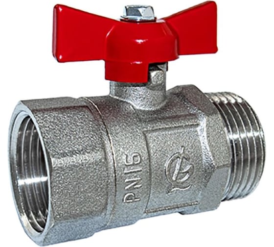 Кран шаровой Галлоп 1' вн/нар бабочка 11б27п1 Практик 221 никель 554364 1