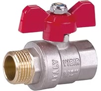 Кран шаровой ViEir никелированный 1/2 внутренняя х наружная резьба бабочка для сантехники VR203-01