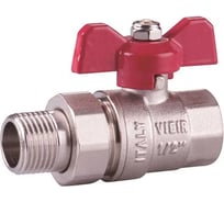 Кран шаровой ViEir никелированный с американкой 1/2 бабочка для сантехнических соединений VR204-01