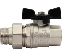 Кран шаровой ViEir никелированный с американкой 1/2 бабочка чёрная для водоснабжения VP224-01