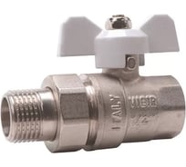 Кран шаровой ViEir никелированный с американкой белая бабочка 1/2 для подключения воды VR204-01B