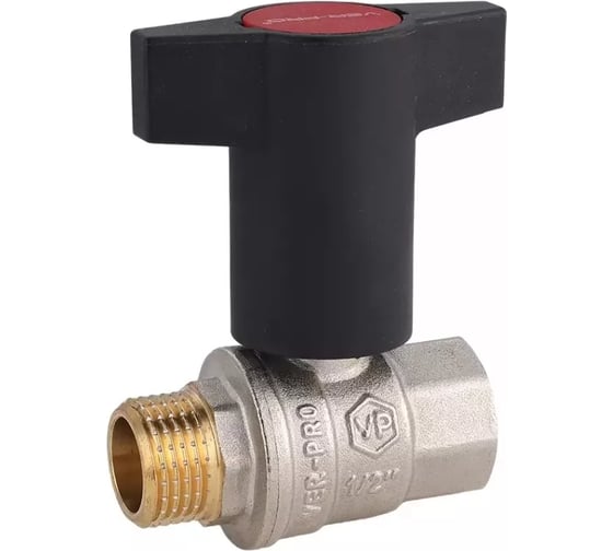 Кран шаровой ViEir с пластиковой ручкой 1/2 внутренняя х наружная резьба бабочка для сантехники VR230FM 1