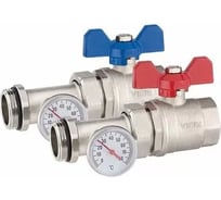 Кран шаровой ViEir с полусгоном и термометром 1 прямой для контроля температуры в системе VR1102B