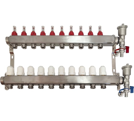Коллекторный блок PROFLINE с расходомерами и авт.воздухоотводчиком 10 выходов 1*3/4 УТ-00058328 1