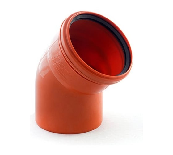 Отвод ПВХ рыжий канализационный ViEiR Ф160x45, для наружной канализации ARN2224 1