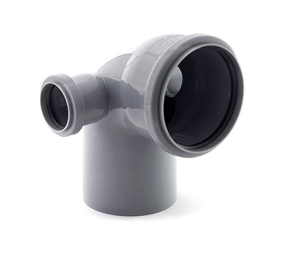 Отвод ПВХ ViEiR Ф110x50x90, левый для бокового подключения под углом ARN2258 1