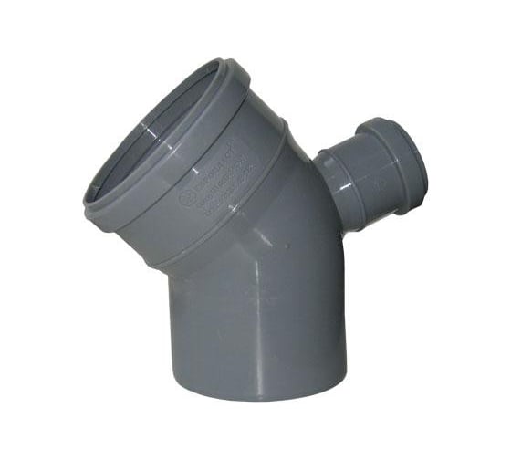 Отвод ПВХ ViEiR Ф110x45, с выходом, Ф50 тыл, для подключения с задней стороны ОТВ ВК 110/50/45 ТЛ 1