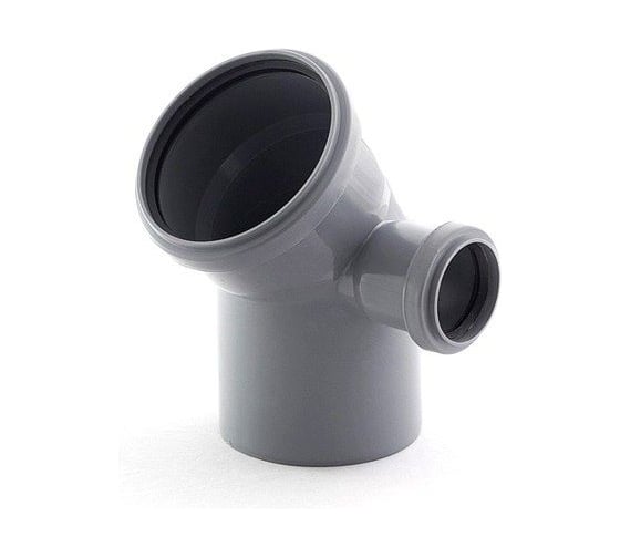 Отвод ПВХ ViEiR Ф110x45, с выходом, Ф50, правый, для бокового отвода трубы ARN2255 1