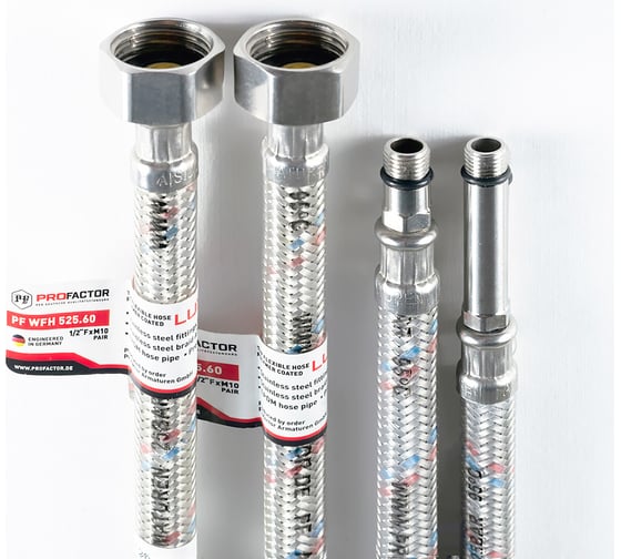 Подводка к смесителю PROFACTOR LUXE с полимерным покрытием, 1/2 х М10, пара, 200 см PF WFH 525.200