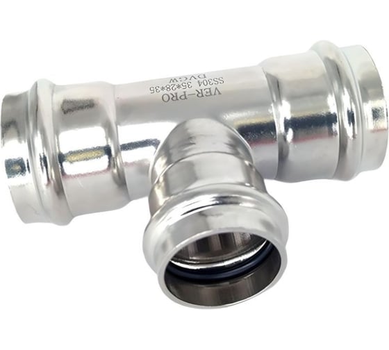 Тройник нержавеющий ViEiR 22х18х22 используется для инженерных узлов с разной пропускной способностью VPT221822 1