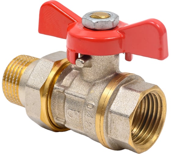Шаровой кран со сгоном AquaHit американка, бабочка ВН/НАР ДУ 15, 1/2" BV.320.04