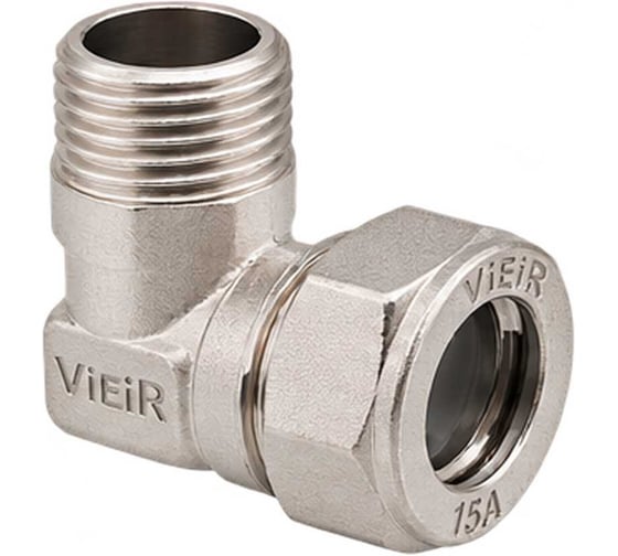 Уголок никель для гофрированной трубы ViEiR 20х1/2 наружная резьба VPLM203-N