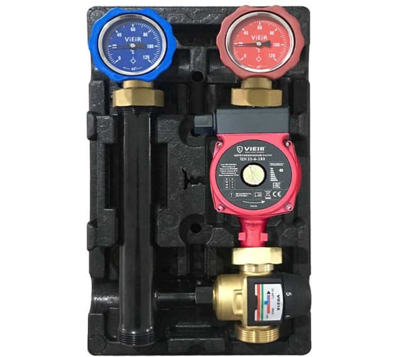 Насосная группа ViEiR с термостатическим смесителем черная для теплого пола VR218 1