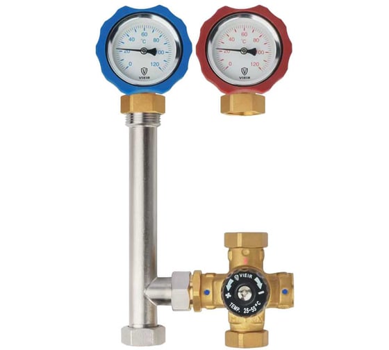 Насосная группа ViEiR с четырехходовым термостатическим смесительным клапаном 1 х 3/4 для теплых полов VR223 1