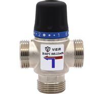 Термостатический смесительный клапан ViEiR 1 35-60 C, латунный, для коллекторов теплого пола и систем отопления VR181