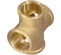 Крестовина резьбовая латунная ViEiR 1Г × 1Г × 1Г × 1Г (все стороны гайка, внутренняя резьба) для сантехнических соединений и трубопроводов XF555