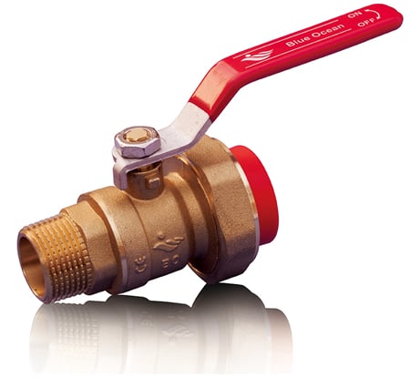 Шаровой кран Blue Ocean (1 сварная головка и НР, латунь) "Fire Secure", противопожарный полипропилен - 50x1.1/2" Fire-S-B1 PPRF/BVM(R)-50