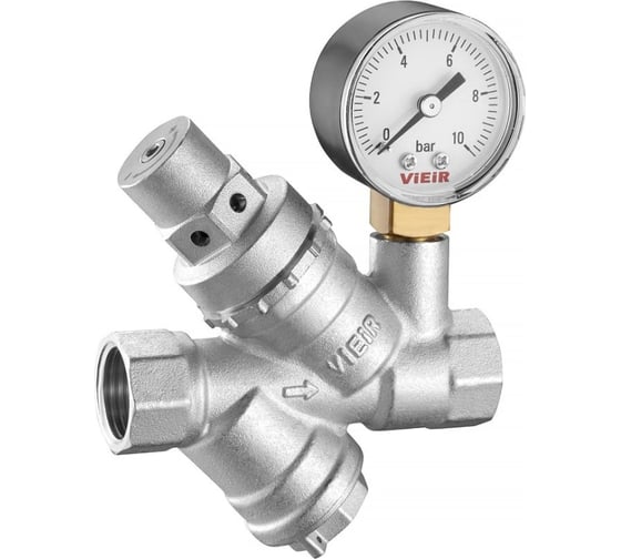 Редуктор давления воды VIEIR 3/4 с фильтром и манометром для магистральных линий VR722 1