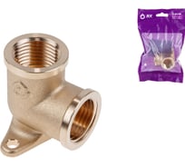 Угольник латунный AV Engineering 1/2" с внутренней резьбой с креплением AVE307008 ЦЗ-3102628860