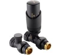 Комплект терморегулирующего оборудования для радиатора прямой Valtec (черный) DN15, 1/2 VT.046.BR.04