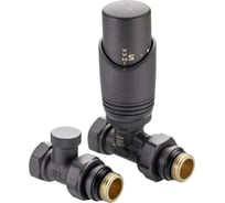 Комплект терморегулирующего оборудования для радиатора прямой Valtec (серый) DN15, 1/2 VT.046.GR.04