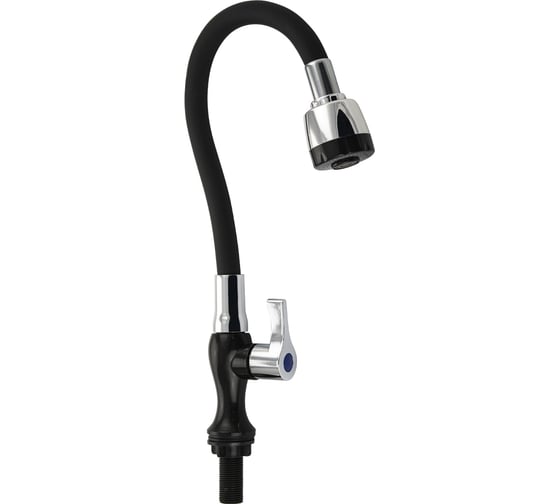 Кран на одну воду Brimix гибкий излив с двухрежимным аэратором, металлокерамика, черного цвета, из высокопрочного пластика АБС 6632