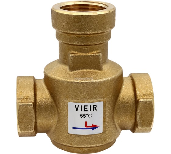 Трехходовой термостатический антиконденсационный клапан VIEIR 1 55 C для защиты твердотопливного котла и обратной линии от конденсата VR238 1