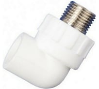 Угольник MeerPlast PPRC белый Дн25x15 Ру25 90гр. наружная резьба D200-00973
