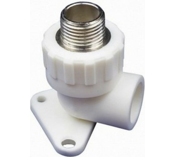 Угольник MeerPlast PPRC белый Дн25x20 Ру25 90гр. наружная резьба, с креплением D200-00977 1