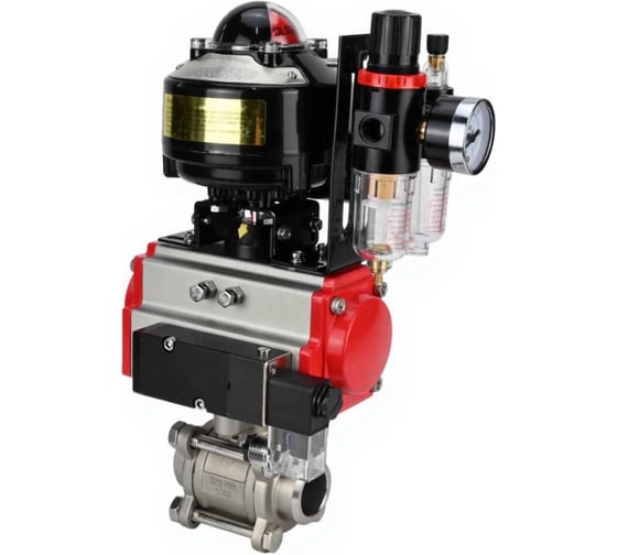 Кран шаровой DN.ru КШПП 316.200-ISO Ду100 Ру25, пневмопривод SA-140, пневмораспределитель 220VAC, БКВ LSB-510 (EX), БПВ D160-75062 1