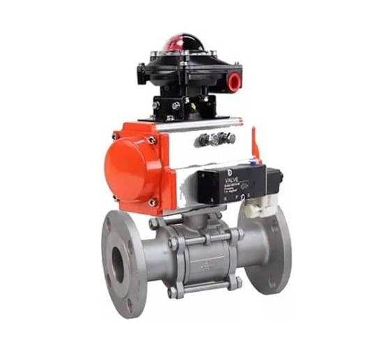 Кран шаровой DN.ru КШФПТ 316.180 Ду65 Ру25 пневмопривод SA-105, пневмораспределитель 220VAC, БКВ LSB-510 (EX) D160-72924 1