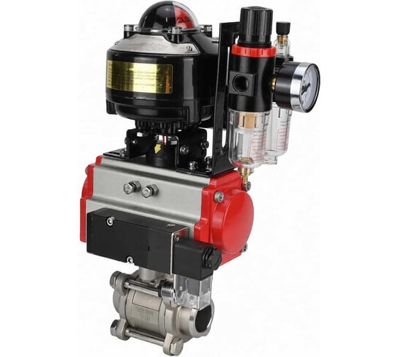 Кран шаровой DN.ru КШПП 316.200-ISO Ду15 Ру63, пневмопривод SA-065, пневмораспределитель 220VAC, БКВ LSB-510 (EX), БПВ D160-75056 1