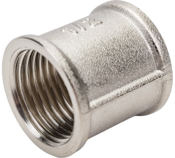 Муфта STI латунная Ду15 (1/2") Ру16 никелированная, внутренняя резьба D270-00416