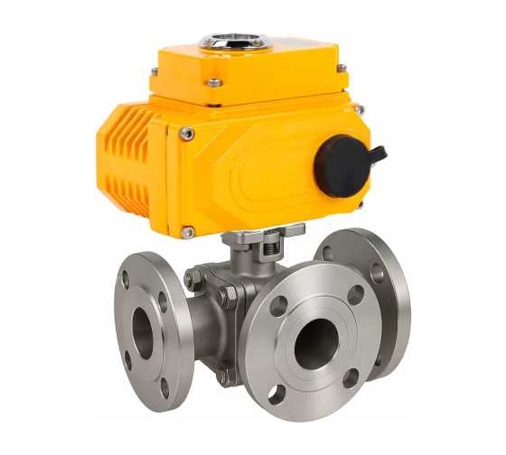 Кран шаровой DN.ru 316-316-PTFE-FP-3L-F-ISO-H Ду80 Ру16 HYMT, 3-ходовой L-тип фланцевый, эл.привод 015 380В D160-77089 1