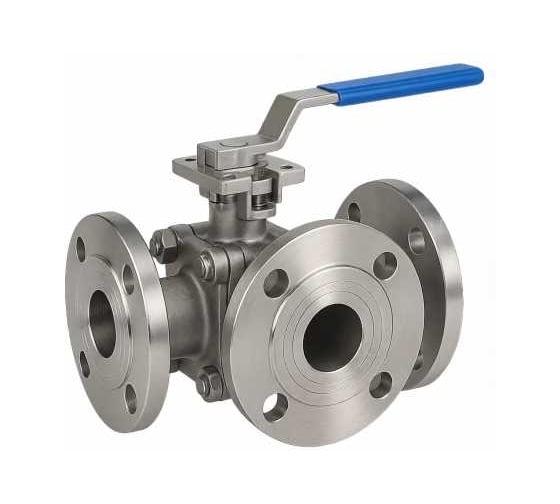 Кран шаровой DN.ru 316-316-PTFE-FP-3L-F-ISO-H Ду80 Ру16 HYMT, 3-ходовой L-тип фланцевый, с ISO фланцем и рукояткой D160-75911 1