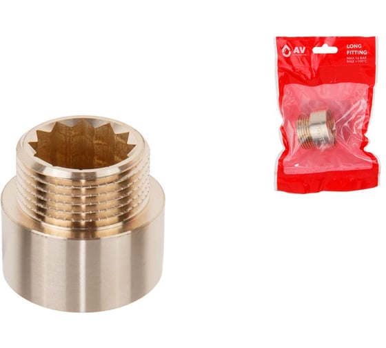 Удлинитель латунный AV Engineering внутренняя-наружная 1"х15 мм AVE301026 ЦЗ-0323934698 1