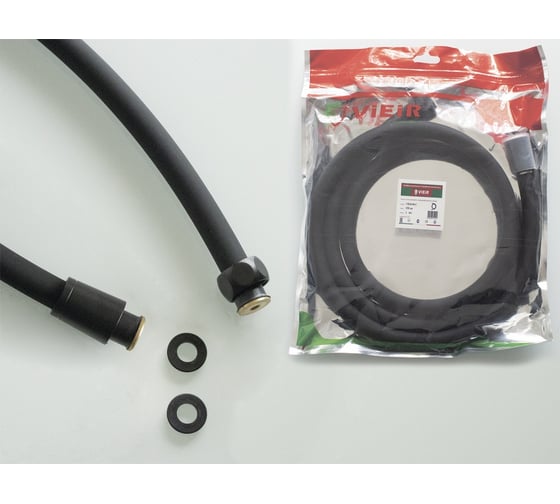 Шланг для душа ViEiR 200 см силиконовый черный 360 в пакете VR36200-C 1