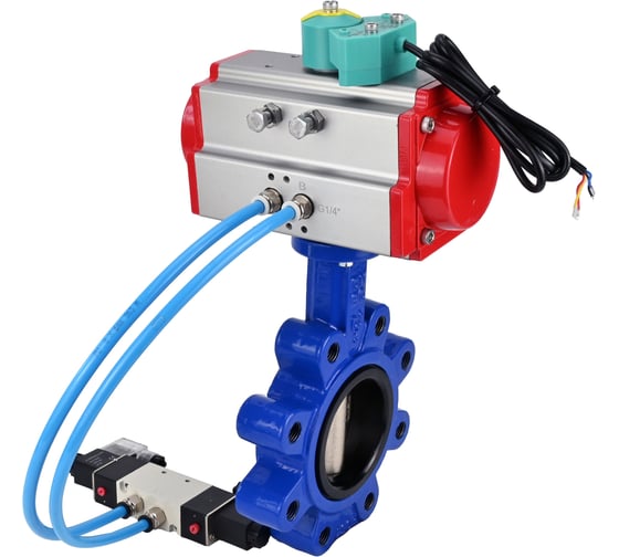 Затвор дисковый DN.ru QT450-304-NBR-2W-Fb-H Ду80 Ру16, пневмопривод SA-105, пневмораспр. (2EM) 220VAC, МППП-200 D050-89692 1