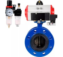 Затвор дисковый DN.ru GGG40-304-EPDM-2W-F-H Ду200 Ру16 пневмопривод SA-210, пневмораспределитель 220VAC, БПВ D050-56497
