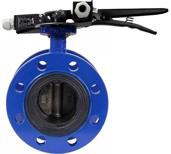 Затвор дисковый DN.ru GGG40-304-EPDM-2W-F-H Ду65 Ру16 фланцевый, с рукояткой и двумя концевыми датчиками LS-103-41NM2-250 D050-55992 1