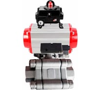 Кран шаровой DN.ru 316-316-PTFE-FP-SW-ISO-H Ду40 Ру63 под приварку, пневмопривод DA-065, пневмораспределитель 24VDC, БКВ LSB-410 Ex D160-76107