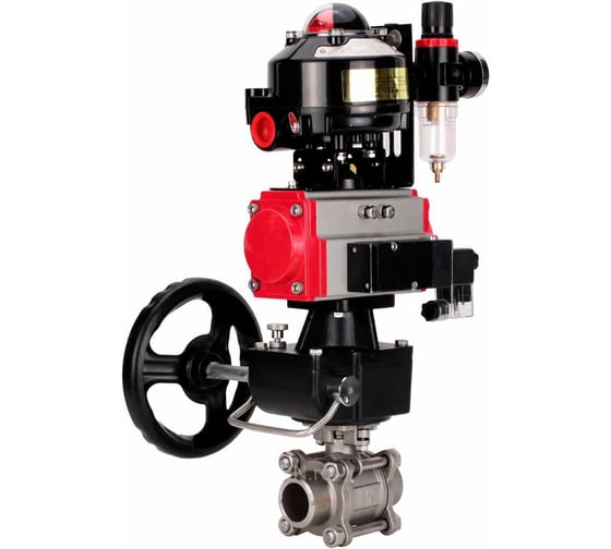 Кран шаровой DN.ru 316-316-PTFE-FP-W-ISO-H WDVF Ду40 Ру40, пневмопривод DA-065, пневмораспределитель 220VAC, БКВ LSB-510 (EX), руч. дубл. HDM-1, БПВ D160-73231 1