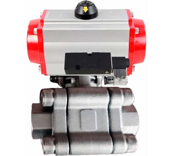 Кран шаровой DN.ru 316-316-PTFE-FP-SW-ISO-H Ду50 Ру63 под приварку, пневмопривод SA-105, пневмораспределитель 220VAC D160-76419 1