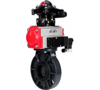 Затвор дисковый DN.ru НПВХ-НПВХ-E-2W-Fb-ISO Дн100 Ру10, пневмопривод, пневмораспр., БКВ D050-83305