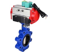 Затвор дисковый DN.ru QT450-QT450-EPDM-2W-Fb-H Ду80 Ру16 LUG, пневмопривод DA-083, пневмораспределитель 220VAC, переключатель МППП-200 D050-86089